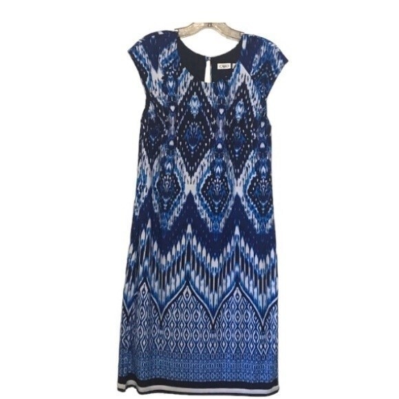 Cato Cap Sleeve Dress Blue Black White Medium - Picture 1 of 8